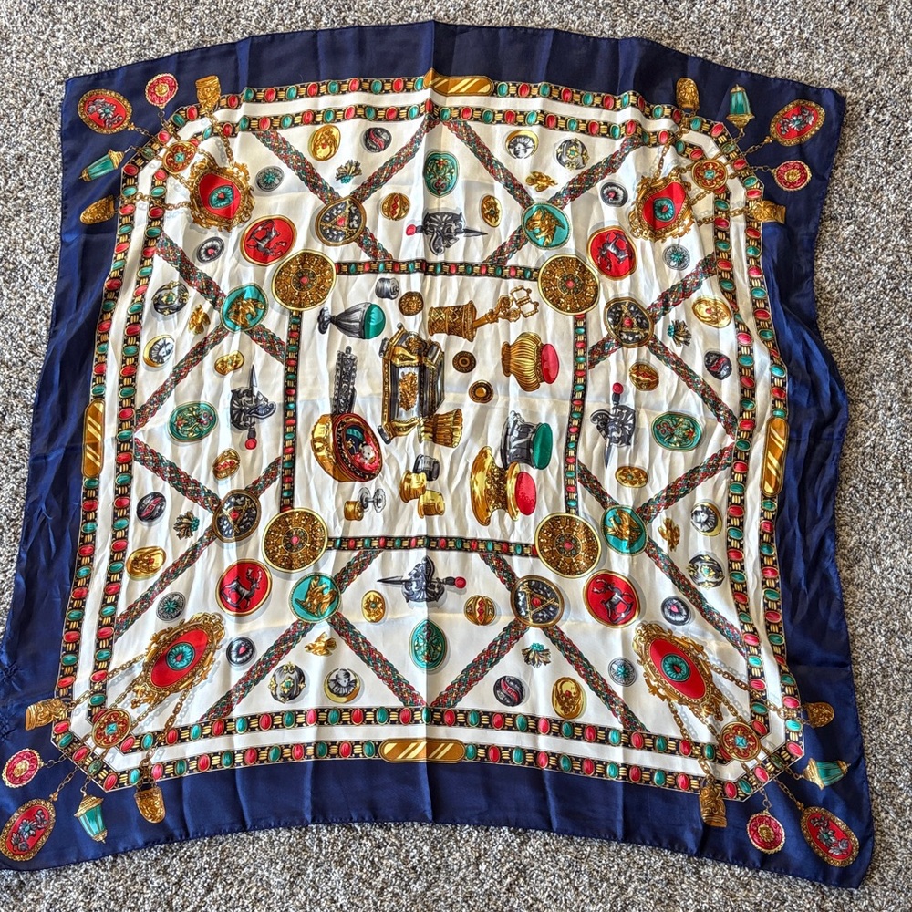 Colorful Silk Scarf with Jewel Print